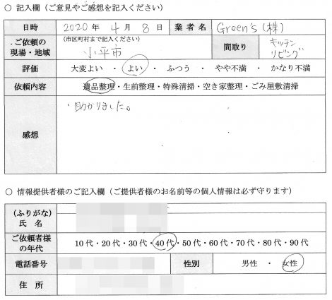 U様　40代　女性 （東京都 小平市）