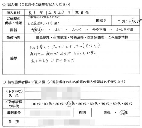 T様　40代　女性 （埼玉県 比企郡小川町）