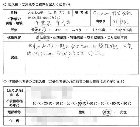 K様　50代　男性 （千葉県 市川市）