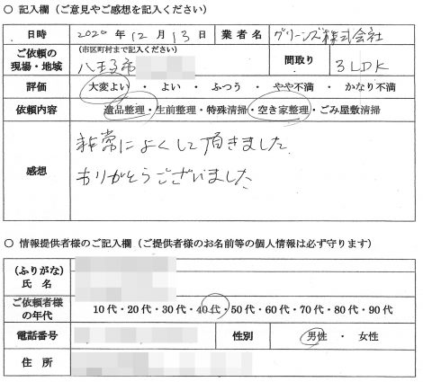 I様　40代　男性 （東京都 八王子市）