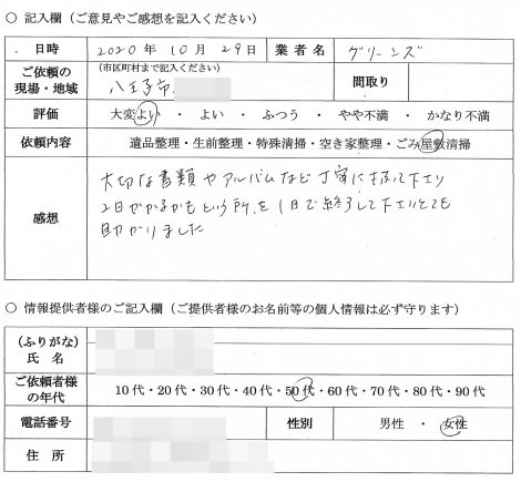 I様　50代　女性 （東京都 八王子市）