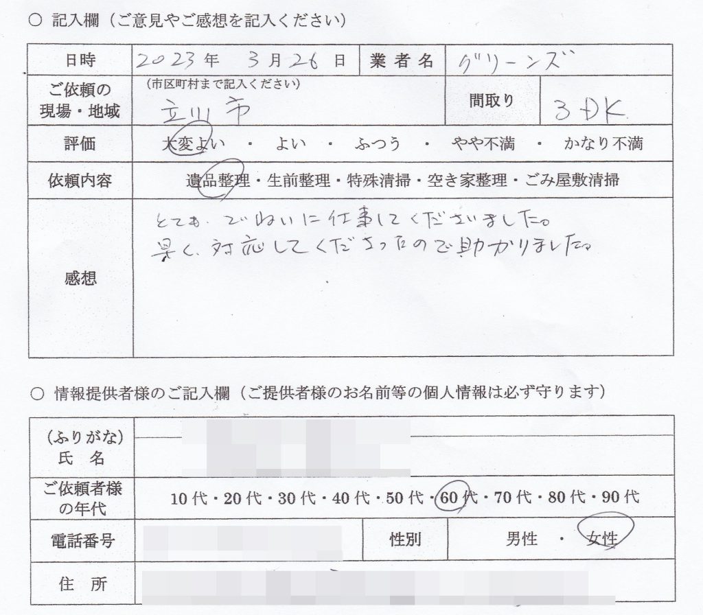 A様　６０代　女性（東京都立川市）